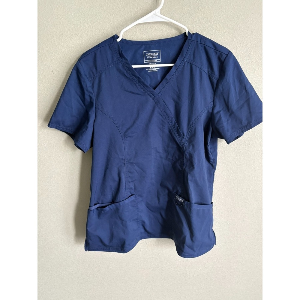 Cherokee Workwear Revolution Women M Scrub Top Blue WW620